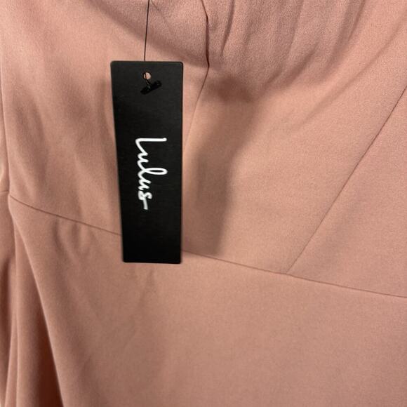 Lulus Cocktail Club One Shoulder Dress XL Dusty Pink Blush Fitted Crepe NWT - Picture 4 of 10